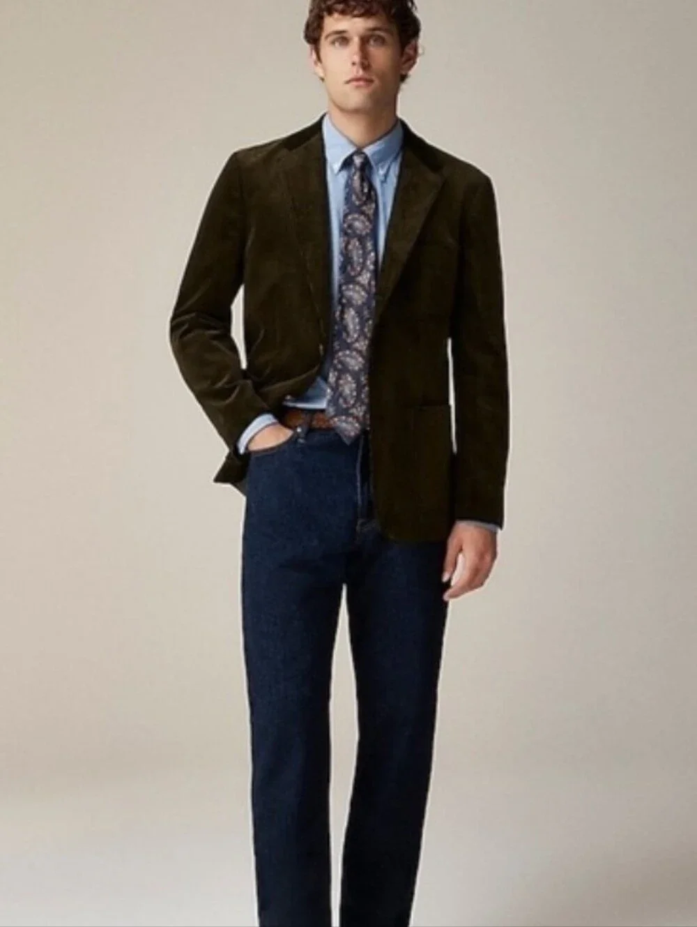 J Crew Crosby Classic-fit suit jacket in Italian corduroy CL269 44R Green